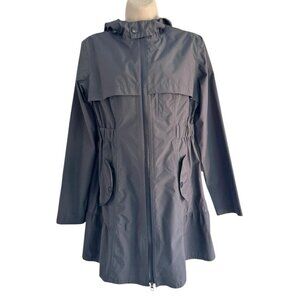 PrAna Woman's Sz S Gray Full Zip Hooded Rain Jacket